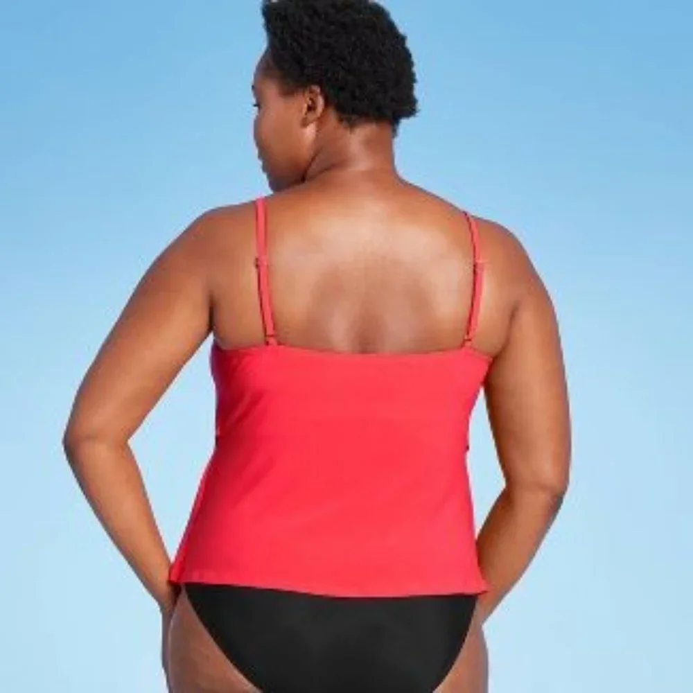 NWT Aqua Green Tiered Tankini Top - Flamingo - Size 16W